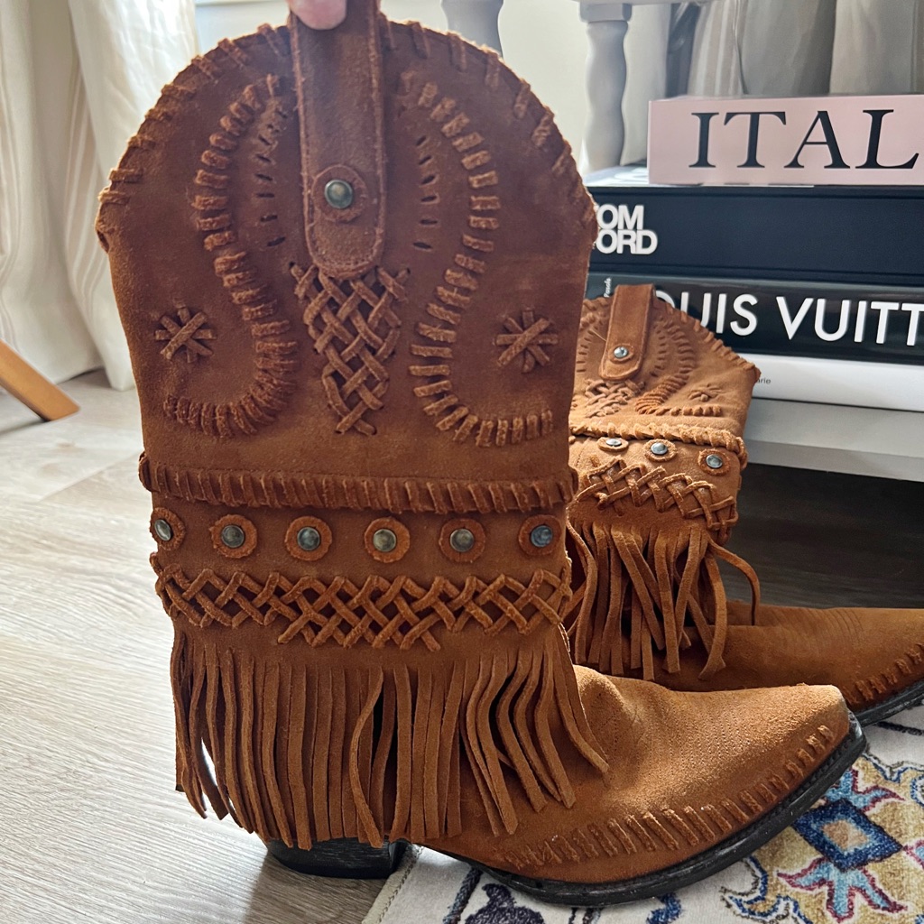 Old Gringo Tassel Cowgirl Boots Rare - Retired - Worn Once Suede Size 9.5